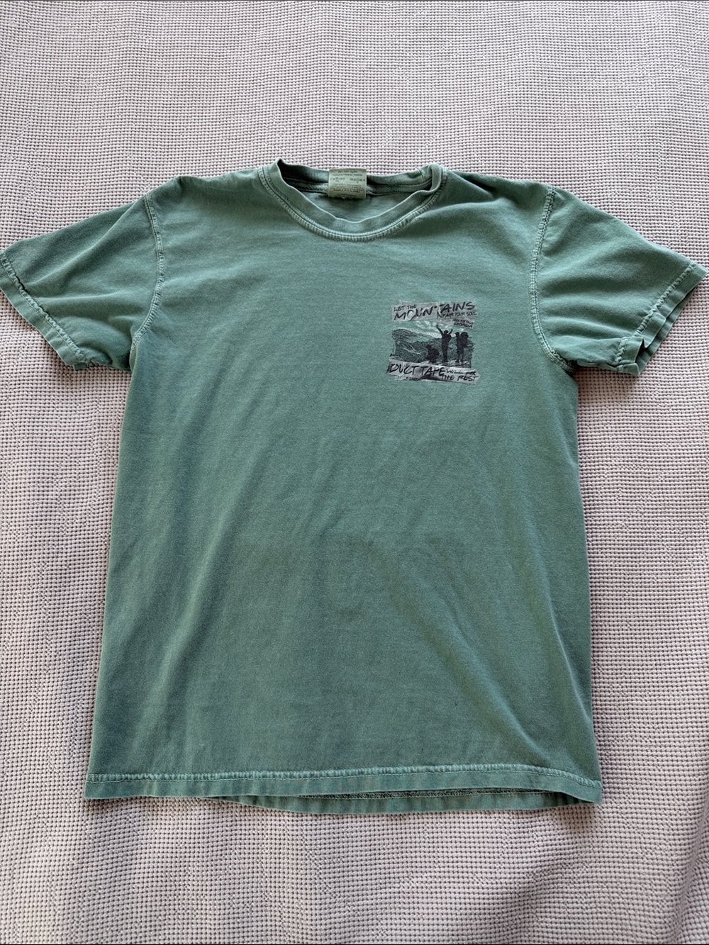 Comfort Colors Men's Washed Green Short Sleeve Tee with Chest Graphic